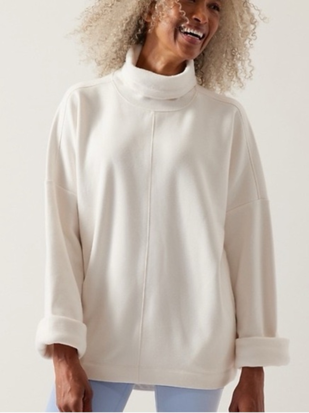 Cozy Karma Funnel Neck Sweatshirt Mongolian White